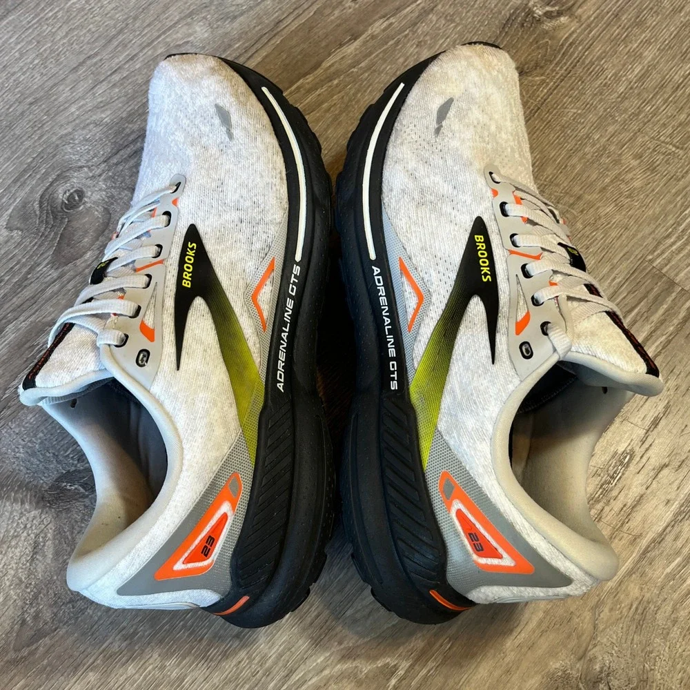 Brooks Adrenaline GTS 23 Mens Running Shoes Grey Orange 1103911D017 Size 11.5